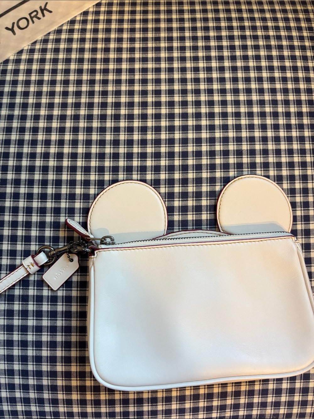 Coach Disney chalk colored  Leather Mickey Ear Wristlet - Picture 2 of 11